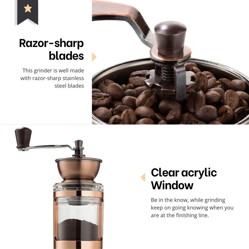MITBAK Manual Coffee Grinder With Adjustable Settings| Sleek Hand Coffee Bean Burr Mill Great for French Press, Turkish, Espresso & More | Premium Coffee Gadgets are an Excellent For Coffee Lovers - Image 4